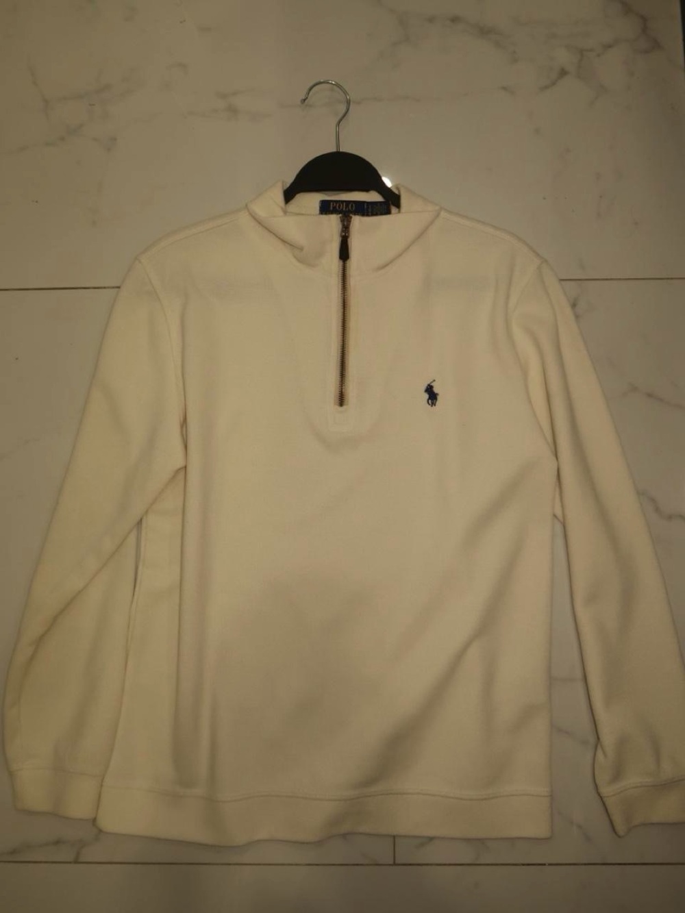 Polo by Ralph Lauren Cream Half-Zip Sweater with Navy Pony